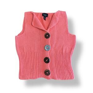 Pure Handknit Vintage Y2K‎ Pink Sleeveless Cotton Knit Vest size S/M Boho Fairy
